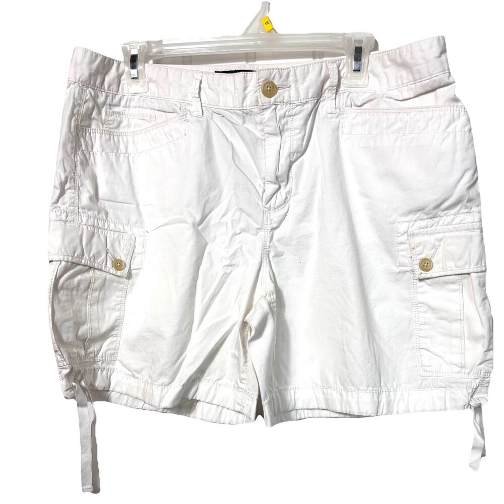 LRL Lauren Jeans Co Women’s Cargo Shorts White 14P 100% Cotton Y2K Retro Beach